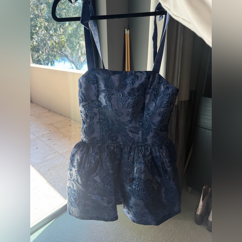 Alice + Olivia Navy Blue Textured Dress - Picture 2 of 5